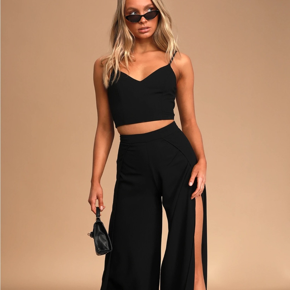New With Tags - Lulu’s Out Tonight Black Two-Piece Jumpsuit - $50